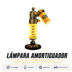 Lámpara Amortiguador Edición Lujo, lámpara decorativa hecha con un muelle amortiguador real y luz LED neón amarilla