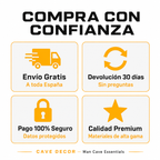 Garantías de CaveDecor: envío gratis a toda España, devolución de 30 días, pago 100% seguro y calidad premium en la Lámpara Amortiguador Edición Lujo