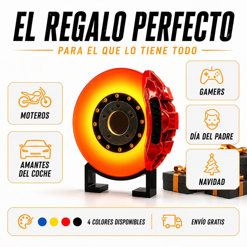 Lámpara Freno de Disco Edición Lujo, el regalo perfecto para moteros, amantes del coche y gamers, disponible en 4 colores con envío gratis